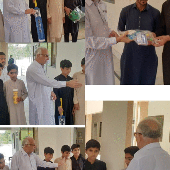 Masood welfare organization distributed games kits among students .