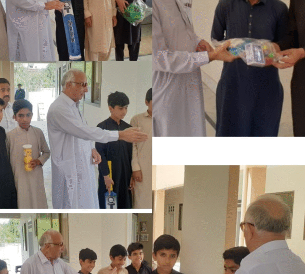 Masood welfare organization distributed games kits among students .